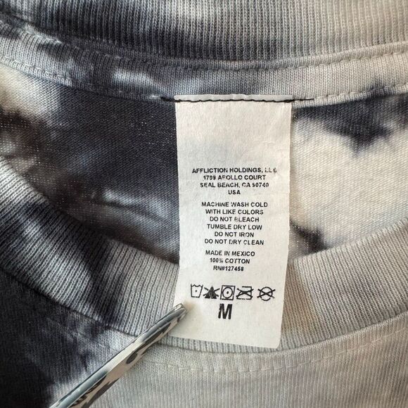 Affliction Black Label Black And White Tie Dye Sacred Earth Shirt Size Medium - Picture 3 of 6